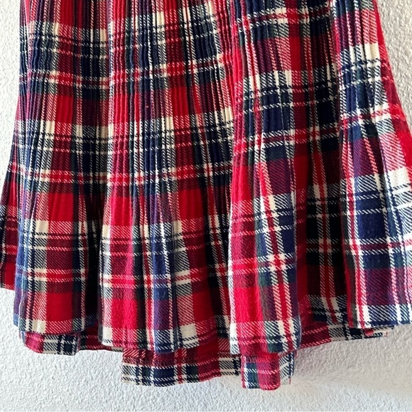 Women’s Plaid Flannel Pleated Skirt Small a-line Elastic Red Blue Cream Academia - Picture 7 of 7